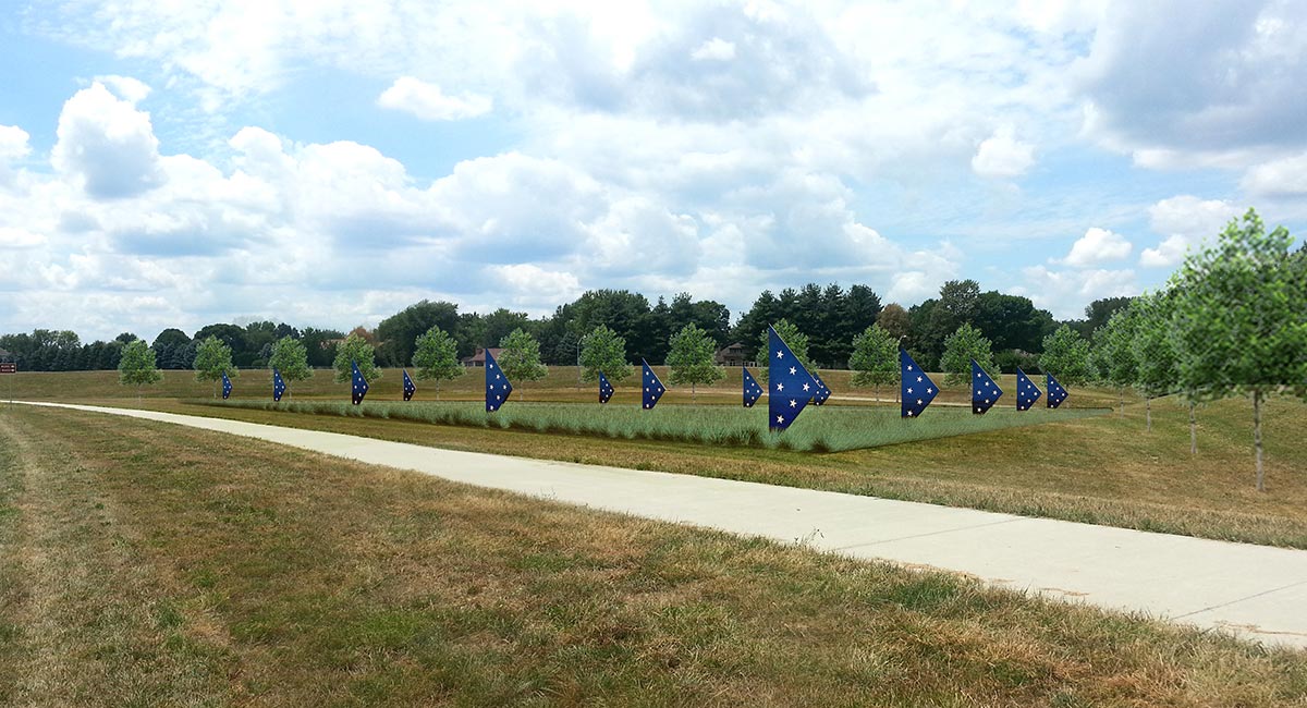 Folded Flags Art Installation Honor Veterans
