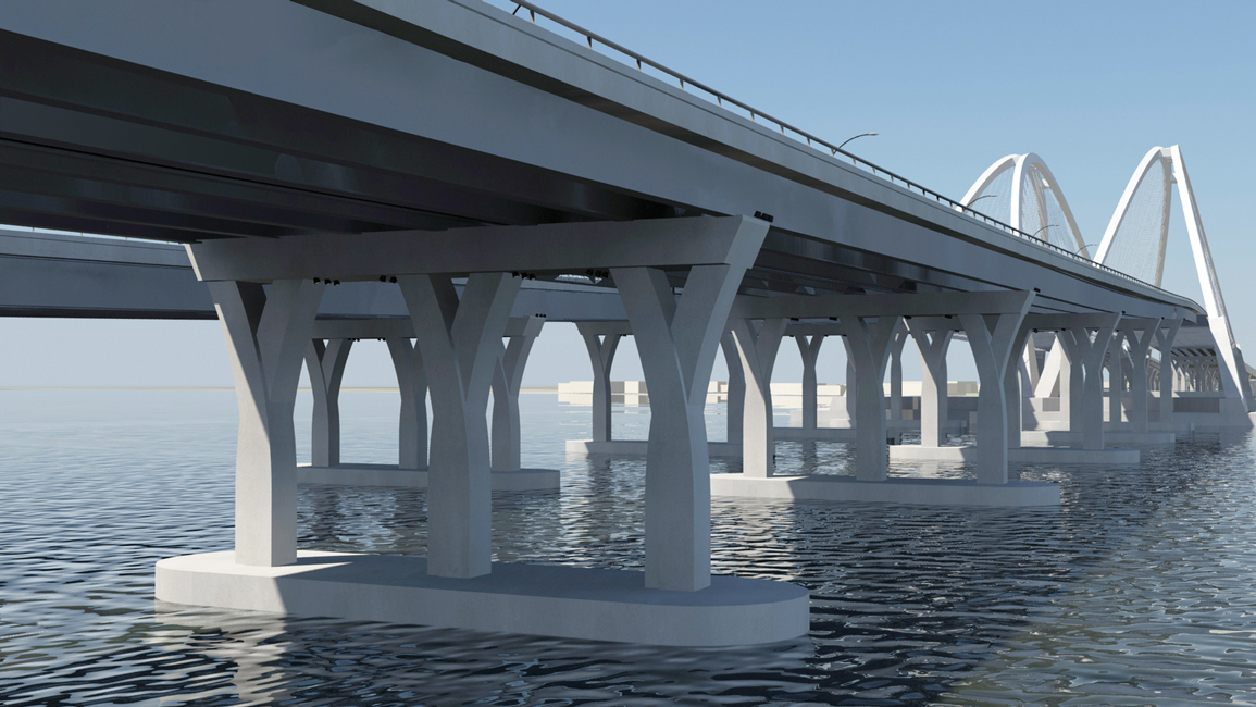 Rendering of reflection piers by Shive-Hattery per Iowa DOT standards.