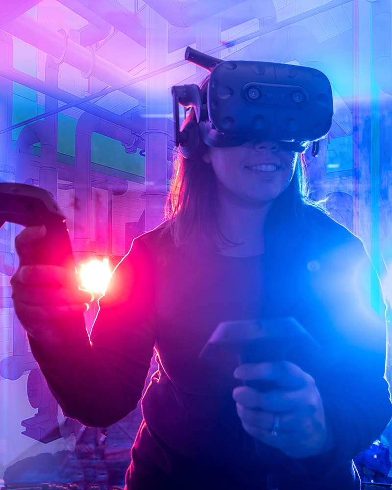 Woman using Virtual Reality