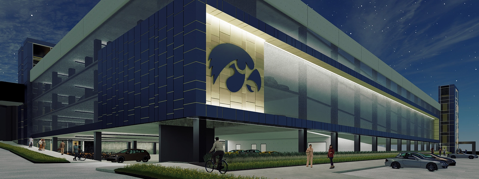 University of Iowa West Campus Parking Ramp at Night