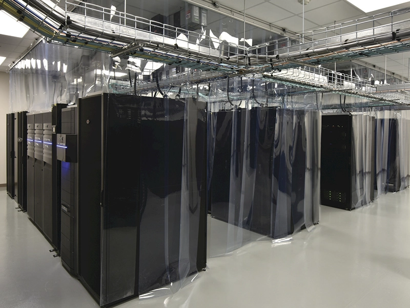 data room with servers and cable trays