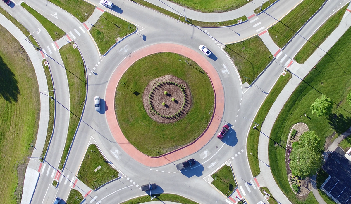 Universtiy Blvd and Airport Road Roundabout at ISU Research Park