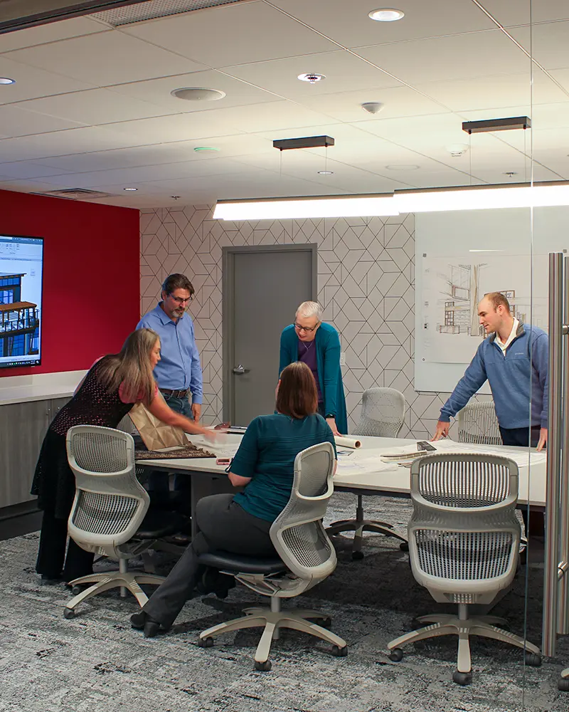 Collaborating in conference room in St. Louis office