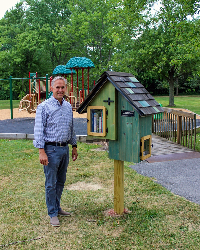 Andy Moats with Little Library
