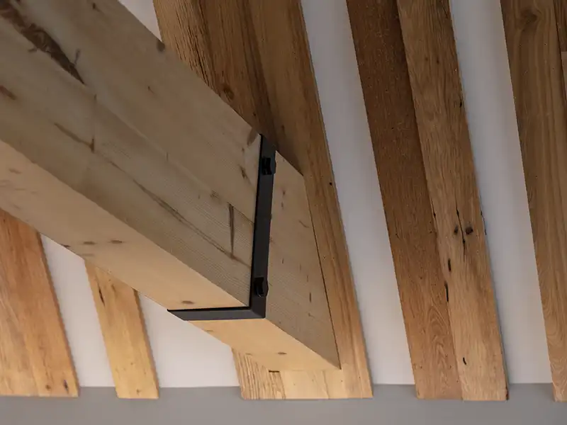 A close up of wooden beams