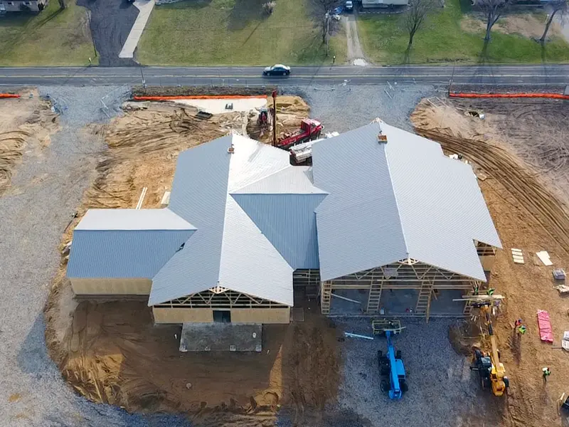 Aerial image of construction site of Fire Station
