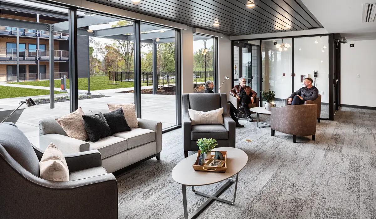 Lobby, lounge space in senior living facility