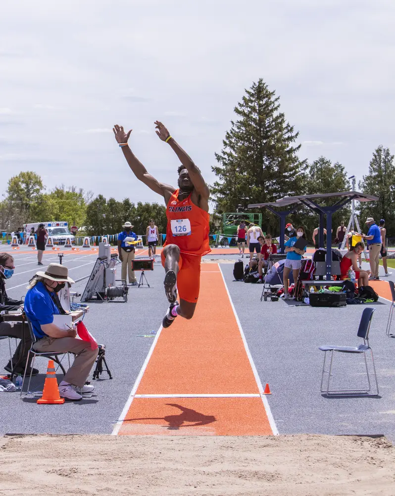 Man competes in Long Jump