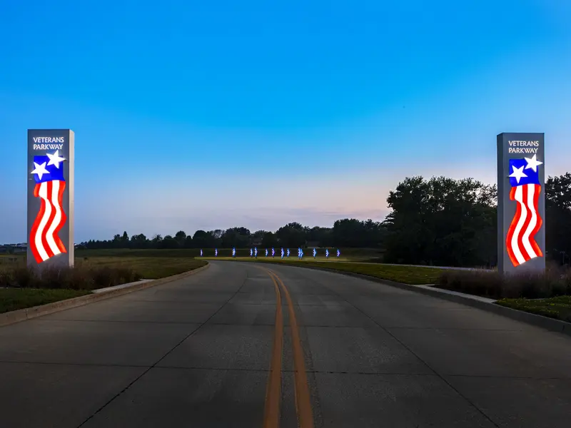 Veterans Parkway Folded Flags Display