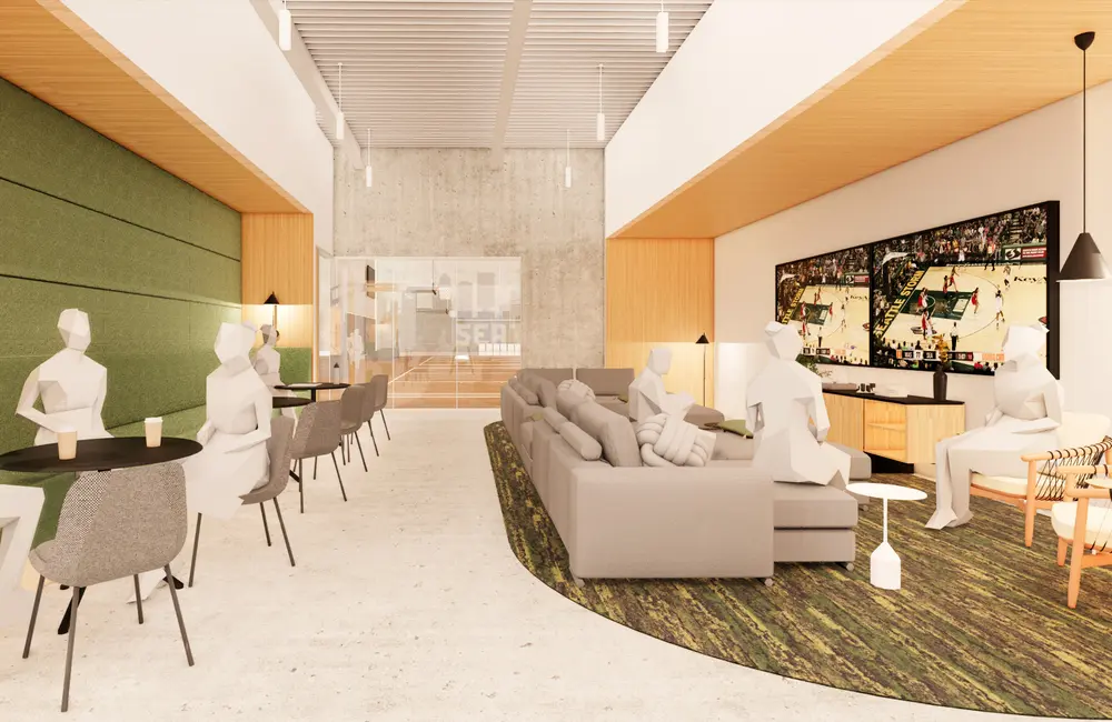 Players' lounge and dining area rendering