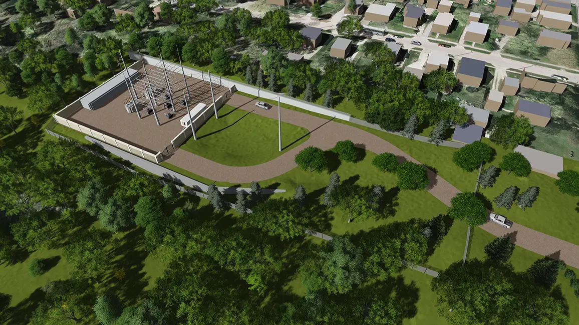 Alliant Energy Oak Hill Substation Aerial Rendering