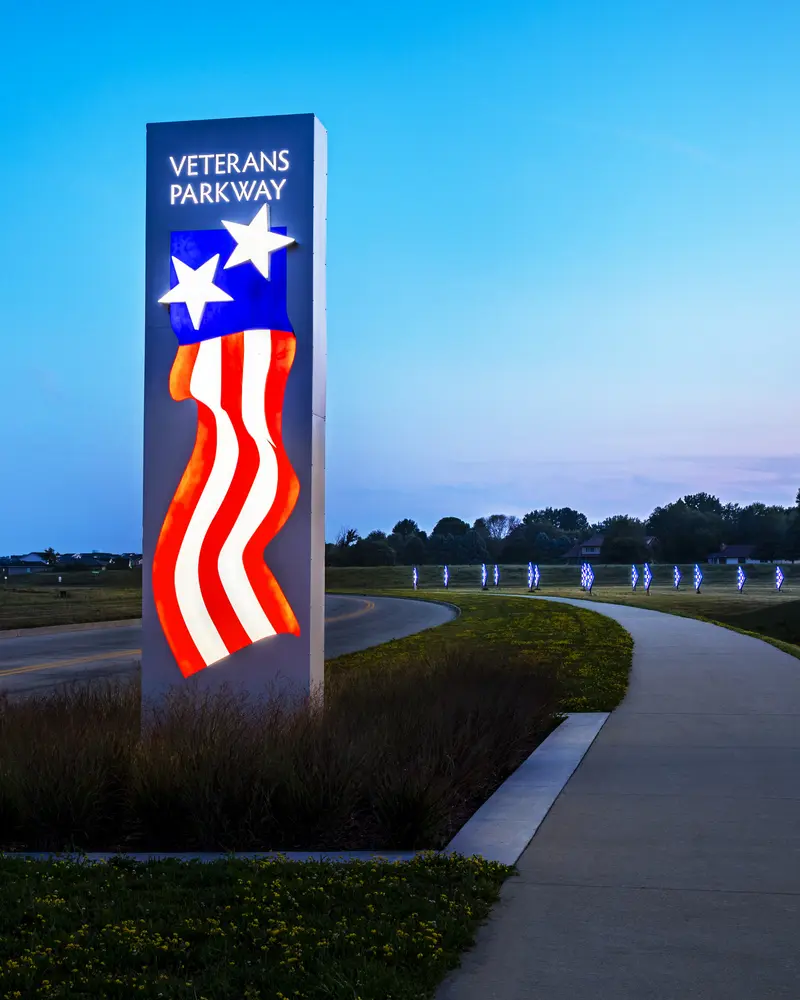 Veterans Parkway Folded Flags Display