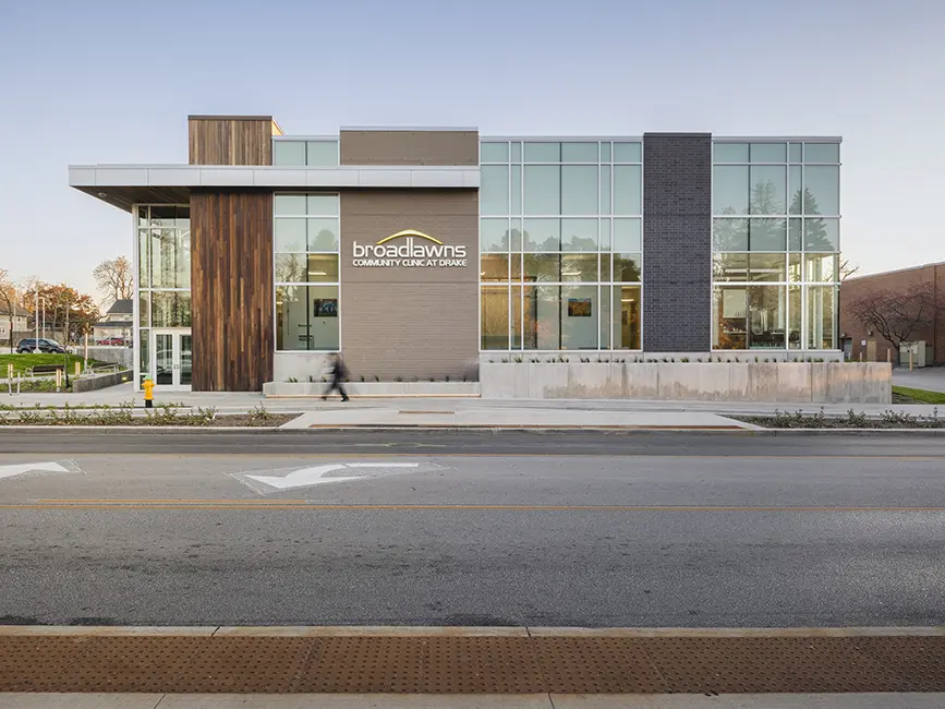 Pedestrian Plaza at Broadlawns Community Clinic at Drake University